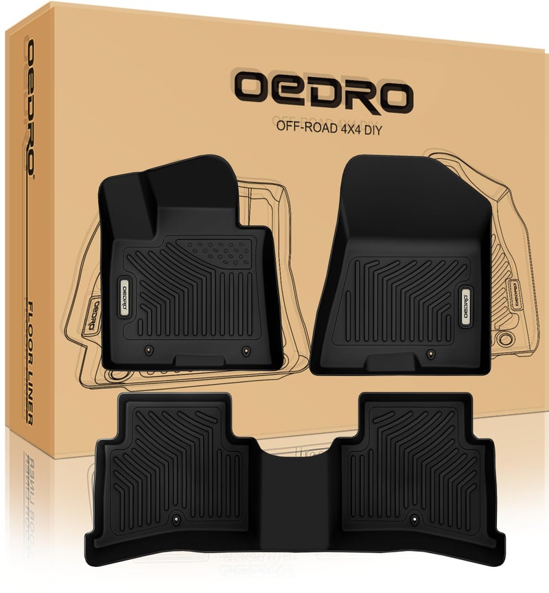 OEDRO Floor Mats Compatible with 2017-2022 Kia Sportage / 2019-2021 Hyundai Tucson, Unique Black TPE All-Weather Guard, Includes 1st and 2nd Row, Full Set Liners - Image 1